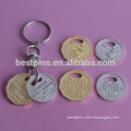 Canada token coin key holder with two coins, gold and silver shopping coin keychain